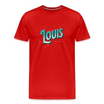 Nom Louis personnalisé - T-shirt bio Premium Homme - rouge - Devant - Damien (186cm)