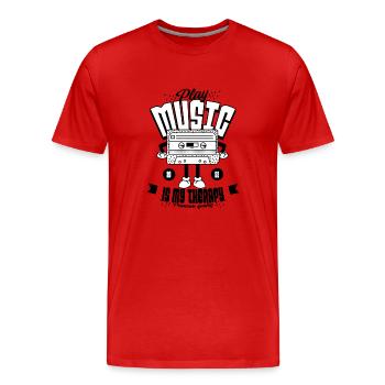Musik abspielen ist meine Therapie - Männer Premium Bio T-Shirt - Rot - Vorne - Damien (186cm)