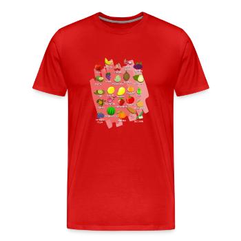 Gemüse-Alphabet - Männer Premium Bio T-Shirt - Rot - Vorne - Damien (186cm)