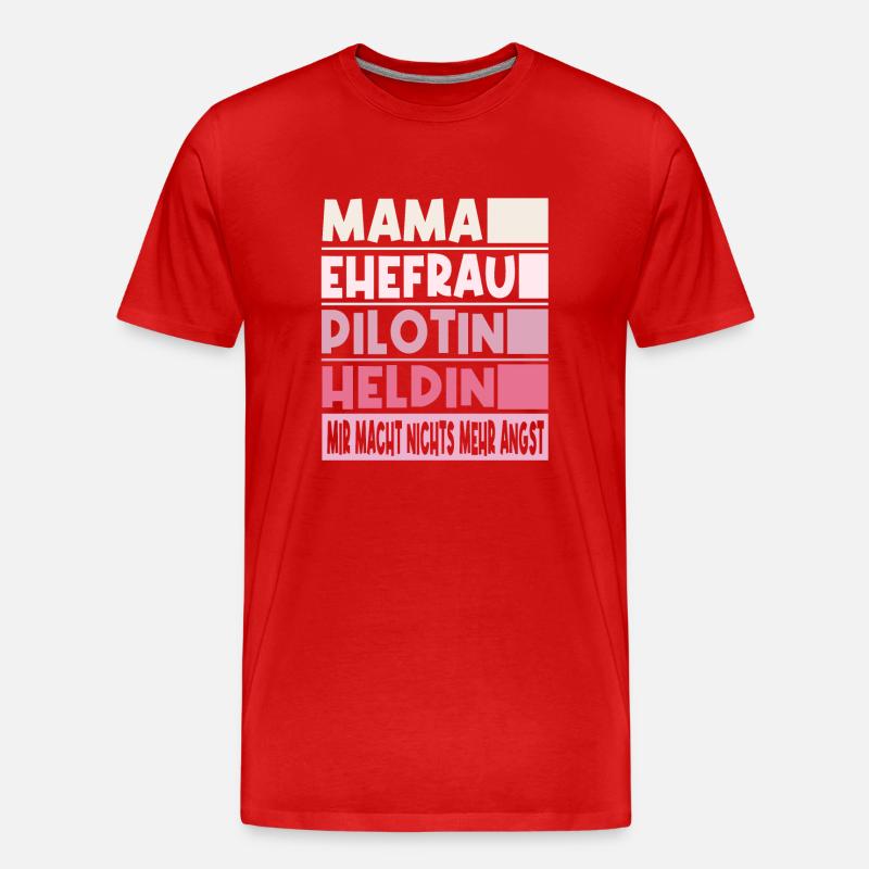 Pilotin Mama Ehefrau Heldin - Männer Premium Bio T-Shirt - Rot