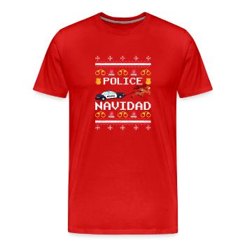 Ugly Christmas Reindeer Funny Policeman - Men's Premium Organic T-Shirt - red - Front - Damien (186cm)