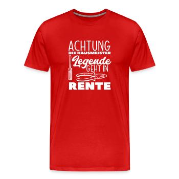 Hausmeister Legende Rente - Männer Premium Bio T-Shirt - Rot - Vorne - Damien (186cm)