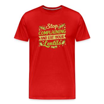 Stop Whining And Eat Your Lens Lens - Men's Premium Organic T-Shirt - red - Front - Damien (186cm)