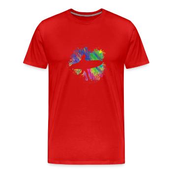 Sommersurfer Mit Brett Bunt - Männer Premium Bio T-Shirt - Rot - Vorne - Damien (186cm)
