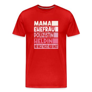 Polizistin Mama Ehefrau Heldin - Männer Premium Bio T-Shirt - Rot - Vorne - Damien (186cm)