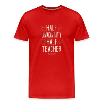 Moitié Jamaïcain Patty Moitié Professeur Drôle - T-shirt bio Premium Homme - rouge - Devant - Damien (186cm)