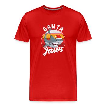 Santa Jaws Christmas Shark Claus Xmas PJs Angler - Men's Premium Organic T-Shirt - red - Front - Damien (186cm)