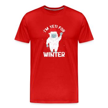 Je suis Yeti pour la neige blanche de Noël d’hiver - T-shirt bio Premium Homme - rouge - Devant - Damien (186cm)