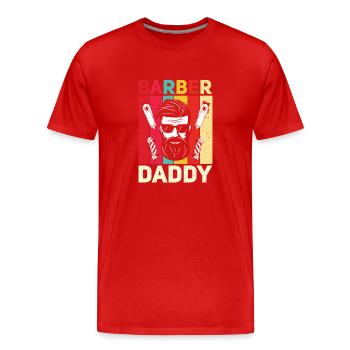 Salon de coiffure Coiffeur Coiffeur Barbier - T-shirt bio Premium Homme - rouge - Devant - Damien (186cm)