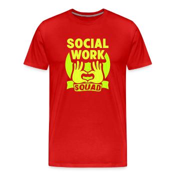 Équipe Travail social Travailleurs sociaux Travail social - T-shirt bio Premium Homme - rouge - Devant - Damien (186cm)