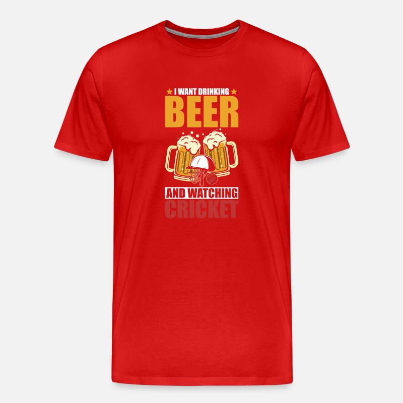 Cricket Und Bier - Männer Premium Bio T-Shirt - Rot