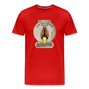 Bloodhound Papa Amateur de bière - T-shirt bio Premium Homme - rouge - Devant - Damien (186cm)