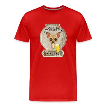 Chihuahua Papa Amateur de bière - T-shirt bio Premium Homme - rouge - Devant - Damien (186cm)