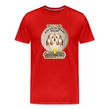 Papa havanais Amateur de bière - T-shirt bio Premium Homme - rouge - Devant - Damien (186cm)