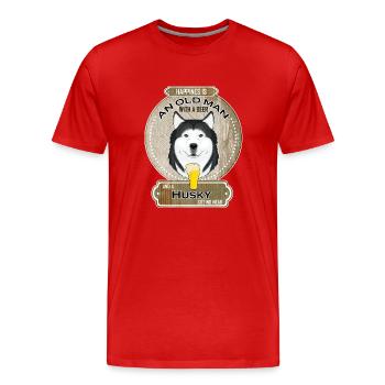 Husky Dad Amateur de bière - T-shirt bio Premium Homme - rouge - Devant - Damien (186cm)