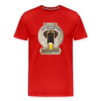 Mastiff Papa Amateur de bière - T-shirt bio Premium Homme - rouge - Devant - Damien (186cm)