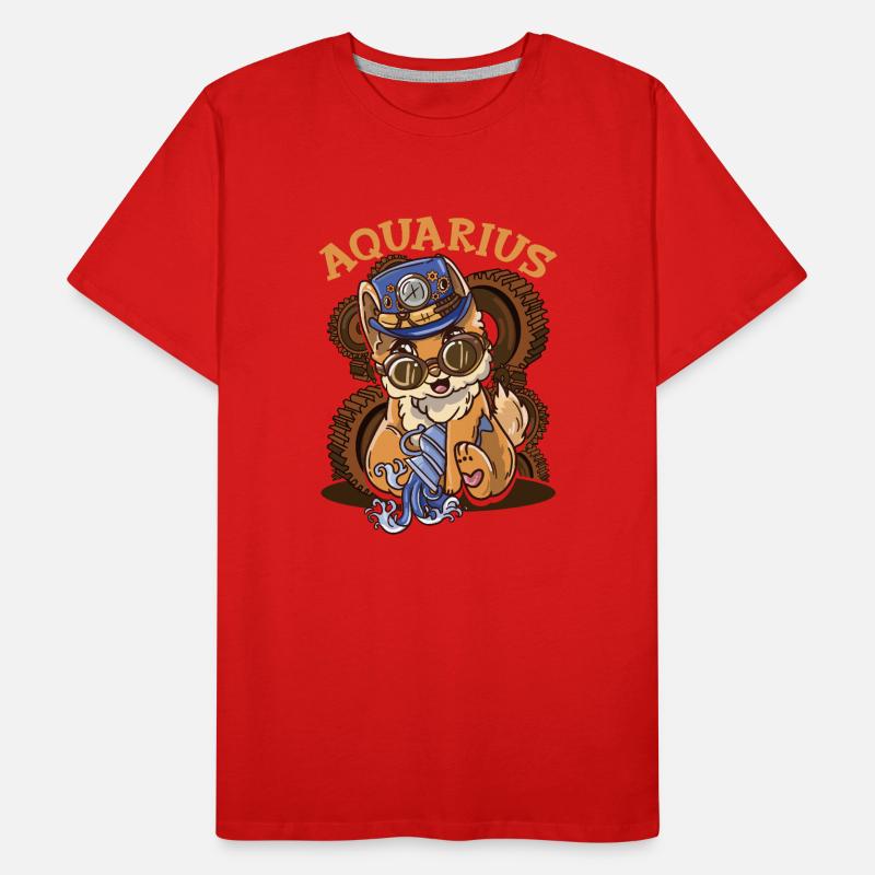 Sternzeichen Wassermann Astrologie Katze Männer Premium Bio T-Shirt