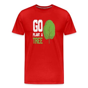 Go Plant A Tree Forest Quotes - Men's Premium Organic T-Shirt - red - Front - Damien (186cm)