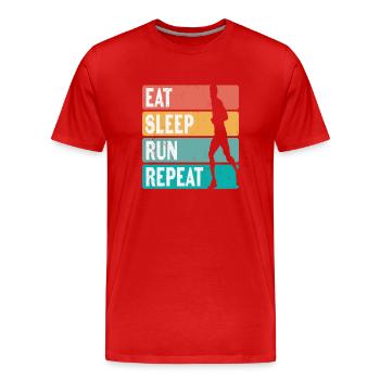 Manger Dormir Courir Répéter Les coureurs Motivation - T-shirt bio Premium Homme - rouge - Devant - Damien (186cm)