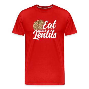 Iss Deine Linsen Essen Linsensuppe Linse - Männer Premium Bio T-Shirt - Rot - Vorne - Damien (186cm)