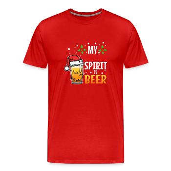 My christmas spirit is Beer - Männer Premium Bio T-Shirt - Rot - Vorne - Damien (186cm)