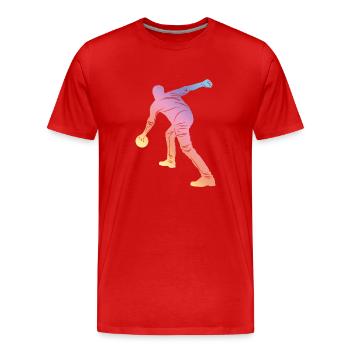 Bowling Silhouette - Männer Premium Bio T-Shirt - Rot - Vorne - Damien (186cm)