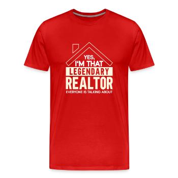 Agent immobilier Courtier Profession Immobilier - T-shirt bio Premium Homme - rouge - Devant - Damien (186cm)