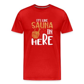 C’est comme un sauna ici - T-shirt bio Premium Homme - rouge - Devant - Damien (186cm)