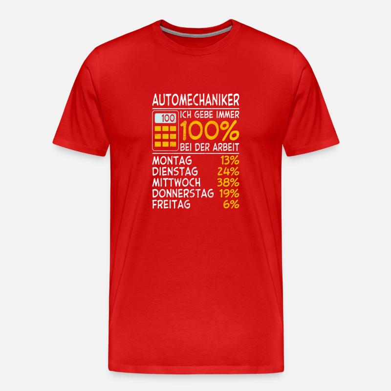 Automechaniker Immer 100% - Männer Premium Bio T-Shirt - Rot