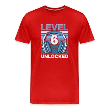 Level 6 Unlocked Gaming Geburtstag Gamer - Männer Premium Bio T-Shirt - Rot - Vorne - Damien (186cm)