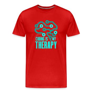 Programmieren Ist Meine Therapie Coding Code Coder - Männer Premium Bio T-Shirt - Rot - Vorne - Damien (186cm)