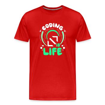 Coding Ist Leben Code Coder Programmierer - Männer Premium Bio T-Shirt - Rot - Vorne - Damien (186cm)