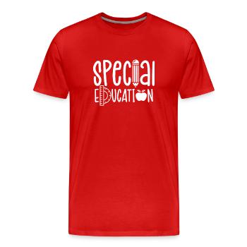 Éducateur de l’enfance en difficulté Enseignante de la profession d’éducateur de l’enfance en difficulté - T-shirt bio Premium Homme - rouge - Devant - Damien (186cm)