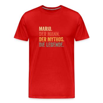 Mario Mann Mythos Legende Vorname Name - Männer Premium Bio T-Shirt - Rot - Vorne - Damien (186cm)