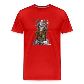 Der nordische Wikingergott Odin - Männer Premium Bio T-Shirt - Rot - Vorne - Damien (186cm)