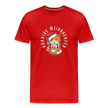 Haarige weihnachten - Männer Premium Bio T-Shirt - Rot - Vorne - Damien (186cm)