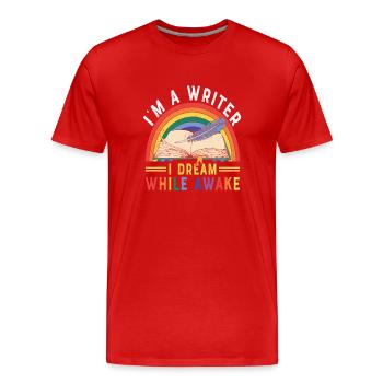 Je suis un écrivain que je rêve tout en étant éveillé Citations d’écrivain - T-shirt bio Premium Homme - rouge - Devant - Damien (186cm)