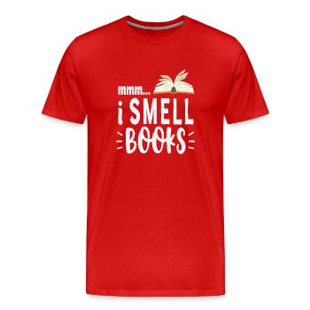 Mmm I Smell Books Books Quotes - Men's Premium Organic T-Shirt - red - Front - Damien (186cm)