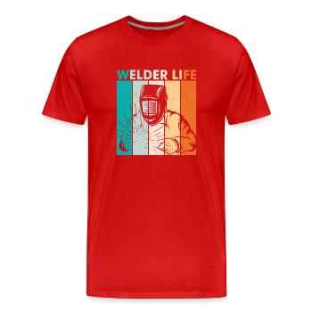 Soudeur Life Retro Vintage - T-shirt bio Premium Homme - rouge - Devant - Damien (186cm)
