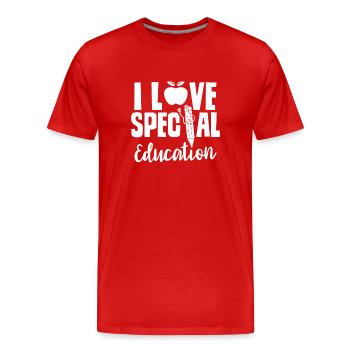 J’adore les enseignants en éducation spécialisée en éducation spécialisée - T-shirt bio Premium Homme - rouge - Devant - Damien (186cm)