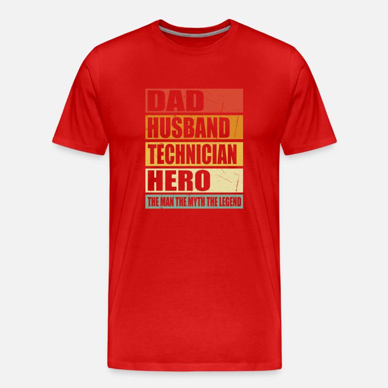 Vater Ehemann Techniker Held - Männer Premium Bio T-Shirt - Rot