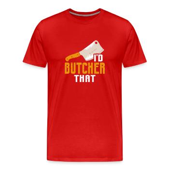 Butcher Butcher Butcher Butcher’s Gift - T-shirt bio Premium Homme - rouge - Devant - Damien (186cm)