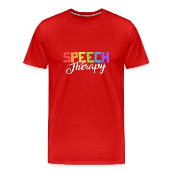 Speech Therapy Rainbow - Männer Premium Bio T-Shirt - Rot - Vorne - Damien (186cm)
