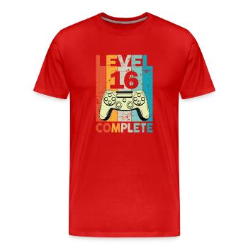 Level 16 Complete Gaming Geburtstag - Männer Premium Bio T-Shirt - Rot - Vorne - Damien (186cm)