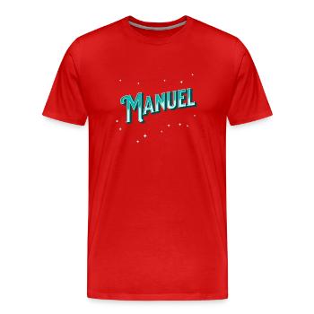 Manuel nom personnalisé - T-shirt bio Premium Homme - rouge - Devant - Damien (186cm)