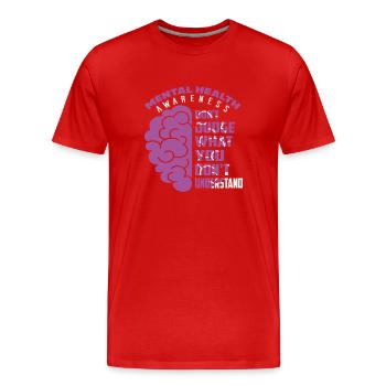 Bewusstsein für psychische Gesundheit Beurteilen Sie nicht, was Sie - Männer Premium Bio T-Shirt - Rot - Vorne - Damien (186cm)