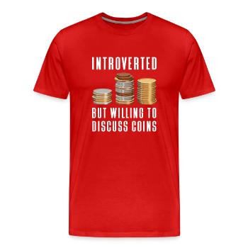 Numismatic Coin Collecting Gift - Men's Premium Organic T-Shirt - red - Front - Damien (186cm)