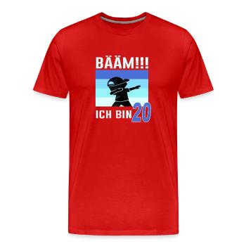 20. Geburtstag Dabbing Bääm! lustiger Spruch - Männer Premium Bio T-Shirt - Rot - Vorne - Damien (186cm)