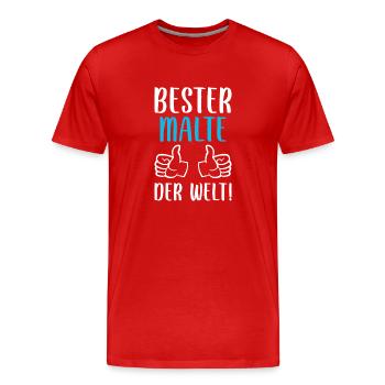 Malte Vorname Name Geburtstag - Männer Premium Bio T-Shirt - Rot - Vorne - Damien (186cm)