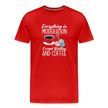 Stricken Kaffee Liebe Hobby - Männer Premium Bio T-Shirt - Rot - Vorne - Damien (186cm)
